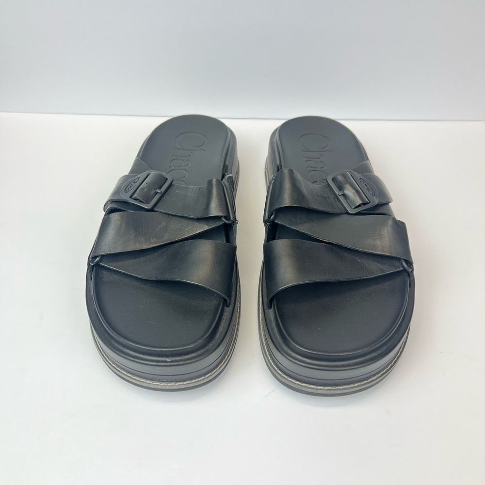 Chaco Townes Midform Leather Slides Sandals Women’s Size 11 M Black Leather - Picture 8 of 8
